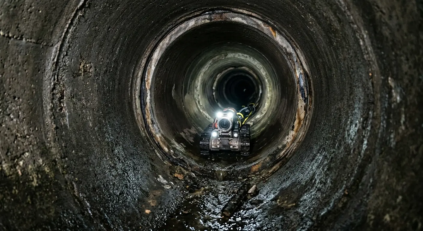 Robotic sewer camera inspecting pipe interior for Drain Snake Service in Shafter
